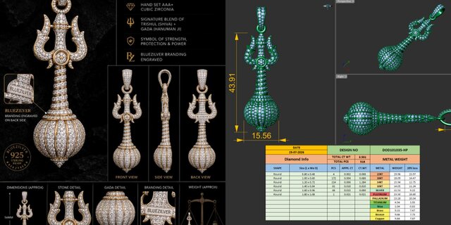 3D model of 3D Jewellery CAD design Rings, Pendants, Bracelet, Earring, Necklace, Cufflinks, Watch cover etc.