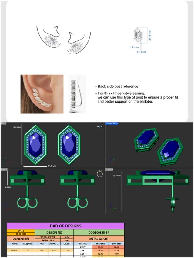 3D model of 3D Jewellery CAD design Rings, Pendants, Bracelet, Earring, Necklace, Cufflinks, Watch cover etc.