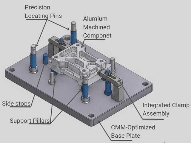 3D model of CMM Inspection Fixture — DFMEA & Precision Locating Design