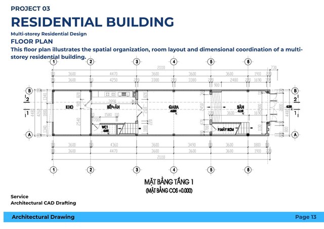 Residential Building – Architectural Design (Floor Plan, Elevation, Section)