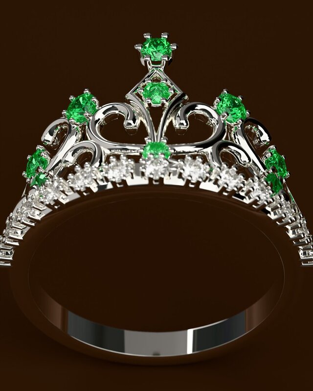 Crown and tiara rings with prong-set stones – image 2 of 3