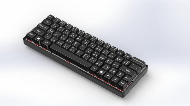 3D model of Bilingual Compact Mechanical Keyboard – SolidWorks Product Design
