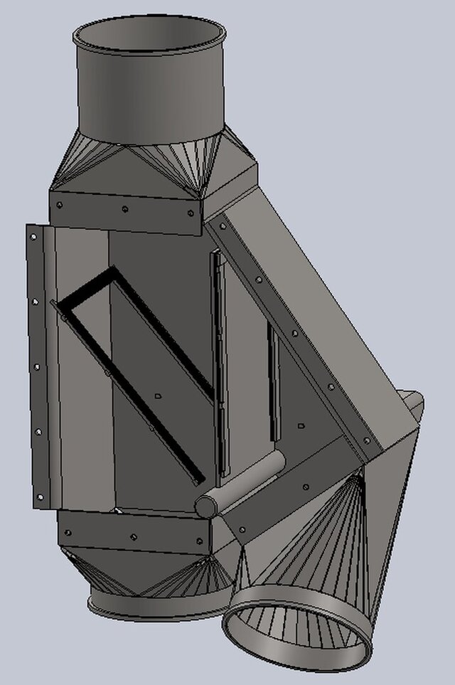 3D model of 6-Inch Actuated Dust Diverter – Mechanical CAD Design