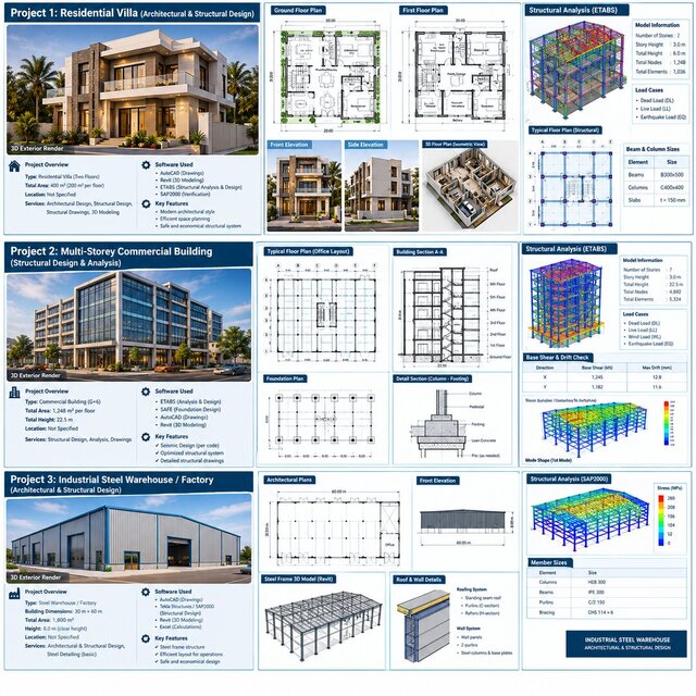 3D model of Multi-Story Commercial Building – Architectural & Structural Design