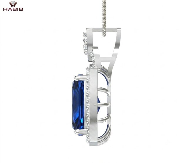 3D model of Luxury Blue Gemstone Pendant – Manufacturing-Ready Jewellery CAD