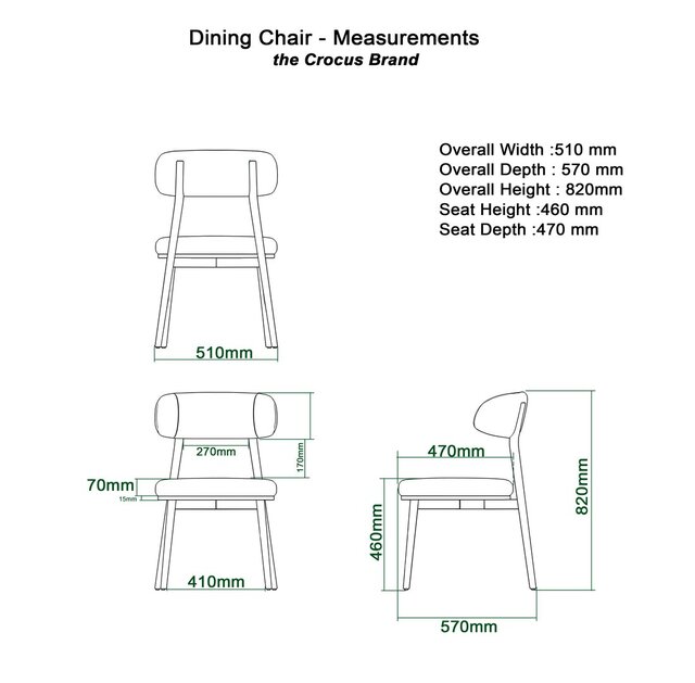 3D model of 3D dining chair design and Technical Drawing