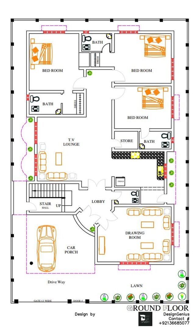 Modern House Design – 2D Floor Plan - download free 3D model by ...