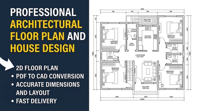 Professional architectural floor plans and 2d house designs in autocad