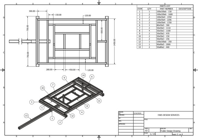 FRAME ASSEMBLY DRAWING FOR A TRAILERSCREEN – image 2 of 3