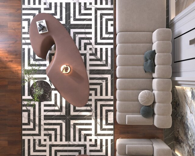Modern Living Room Top-View Render & Flooring Detailing – image 3 of 4