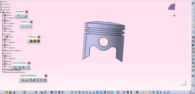 3D model of Piston head of a 2-stroke engine