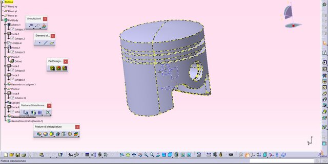 3D model of Piston head of a 2-stroke engine