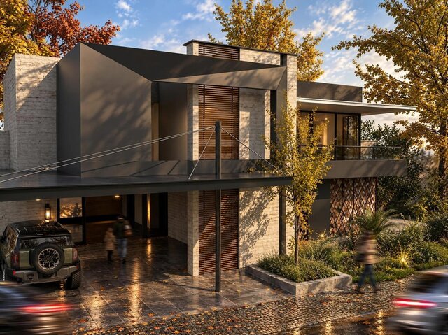 Aura House, Herat | Two-Storey Villa with Folded Steel Canopy and Timber Screens – image 4 of 4