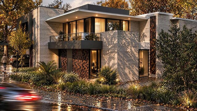 Aura House, Herat | Two-Storey Villa with Folded Steel Canopy and Timber Screens – image 1 of 4