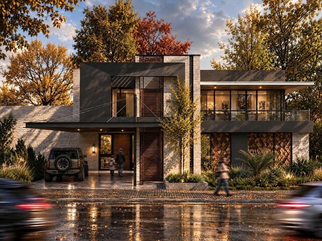 Aura House, Herat | Two-Storey Villa with Folded Steel Canopy and Timber Screens – image 2 of 4