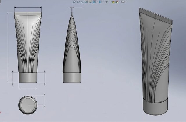 3D model of Cosmetic Packaging CAD Design: 150ml Tube in SolidWorks