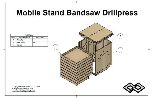 3D model of Mobile Bandsaw Stand – 3D CAD Design & 2D Technical Drawing