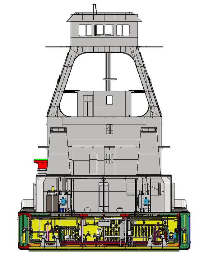 3D model of River Tugboat Machinery Arrangement Design
