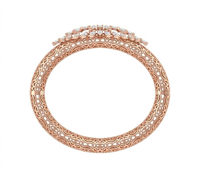 3D model of Luxury Diamond Pave Bangle – Manufacturing-Ready Jewellery CAD