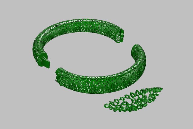 3D model of Luxury Diamond Pave Bangle – Manufacturing-Ready Jewellery CAD