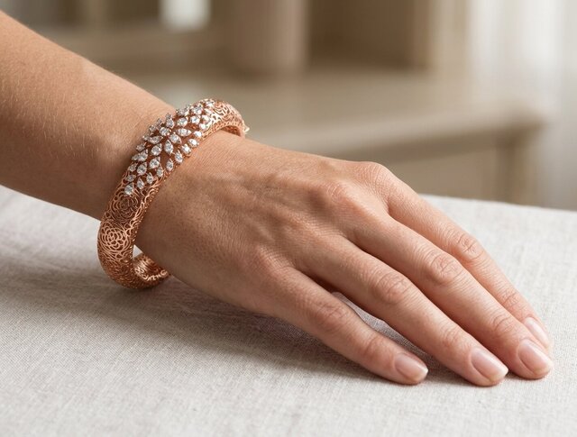 3D model of Luxury Diamond Pave Bangle – Manufacturing-Ready Jewellery CAD