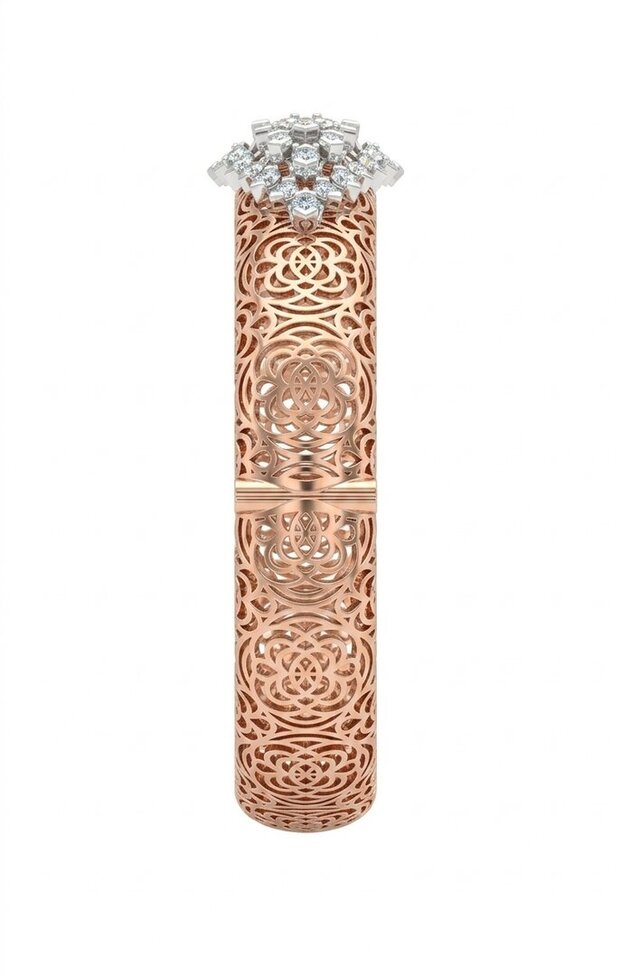 3D model of Luxury Diamond Pave Bangle – Manufacturing-Ready Jewellery CAD