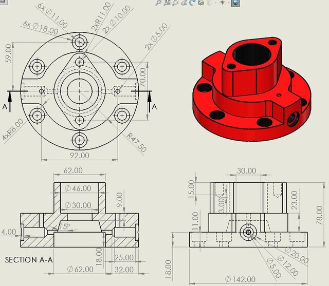 Precision Mechanical Flange Housing 3D CAD Model – image 1 of 1
