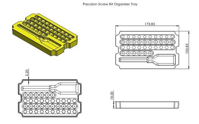 3D model of Precision Screw Bit Organizer | Mechanical Product Design Portfolio