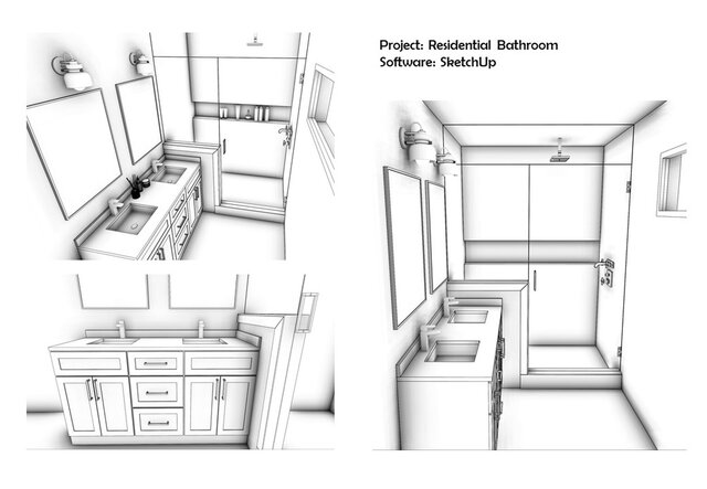 3D model of Modern Bathroom Visualization | SketchUp + Lumion RENDER