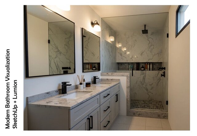 3D model of Modern Bathroom Visualization | SketchUp + Lumion RENDER