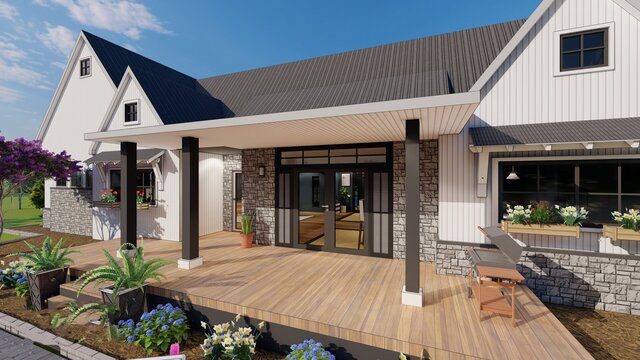 3D model of Custom Home Design/Backyard Lancscaping