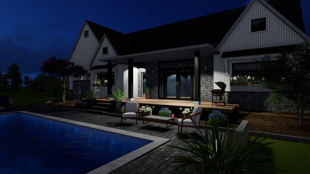3D model of Custom Home Design/Backyard Lancscaping