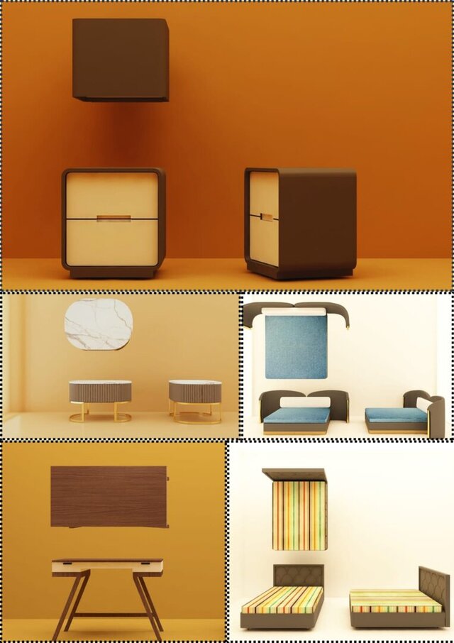 3D model of Modern Bedroom Interior Design 3D Wooden Flower Pot Model Office Workspace Design Kitchen Cabinet Design