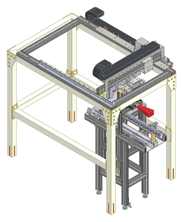 3D model of Automated packaging line - five machine modules (Autodesk Inventor)