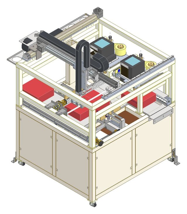 3D model of Automated packaging line - five machine modules (Autodesk Inventor)