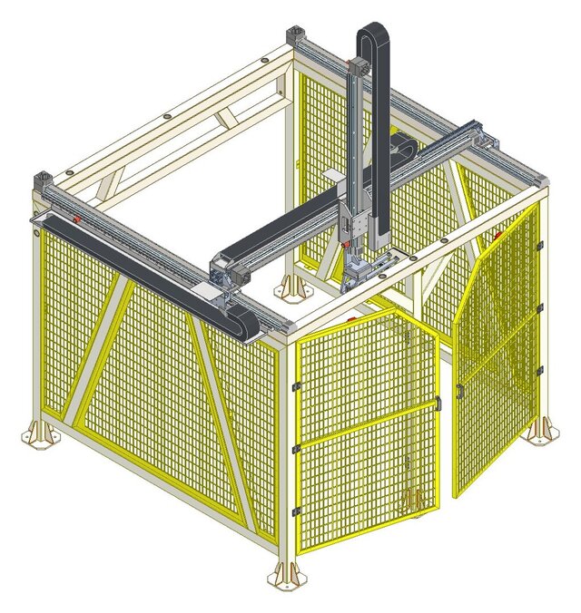 3D model of Automated packaging line - five machine modules (Autodesk Inventor)