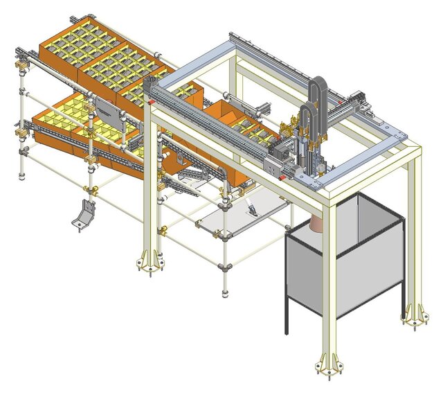 3D model of Automated packaging line - five machine modules (Autodesk Inventor)