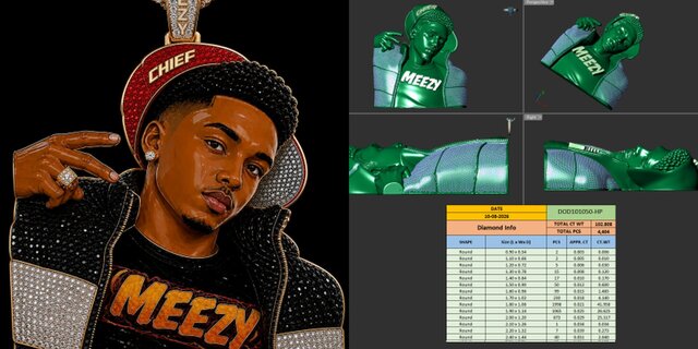3D model of Bespoke Hip hop diamond pendants, Ring  and every sculpting artical