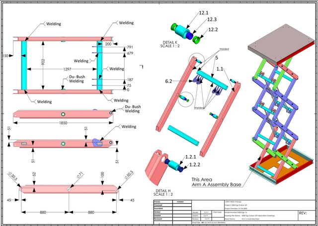 Industrial Hydraulic Scissor Table Lift – 3D CAD & Fabrication Design