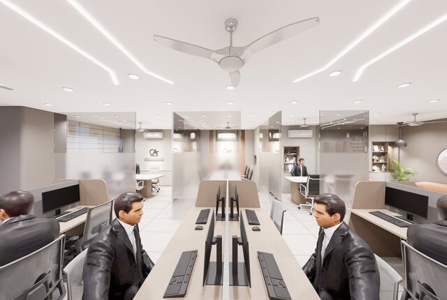 3D model of Modern CA Office Interior Design & 3D Visualization
