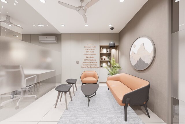3D model of Modern CA Office Interior Design & 3D Visualization