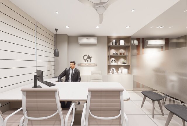 3D model of Modern CA Office Interior Design & 3D Visualization