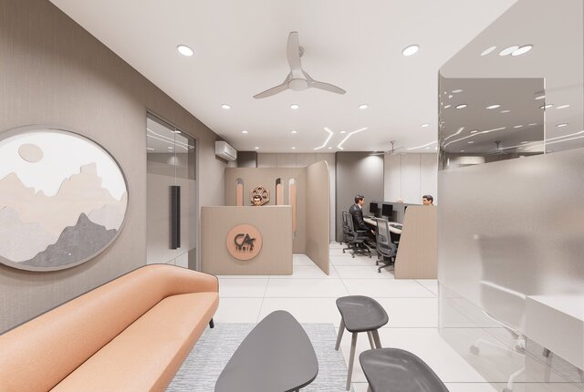 3D model of Modern CA Office Interior Design & 3D Visualization