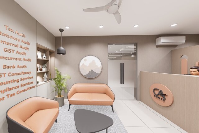 3D model of Modern CA Office Interior Design & 3D Visualization