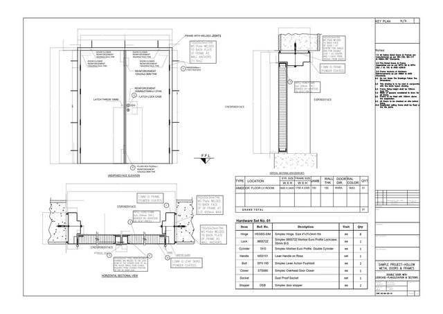 Hollow Metal Double Door Shop Drawing | Pair Door with Frame | SDI Standard | AutoCAD