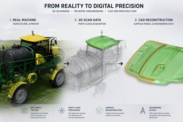 Agricultural Sprayer Roof – 3D Scan to CAD Reverse Engineering
