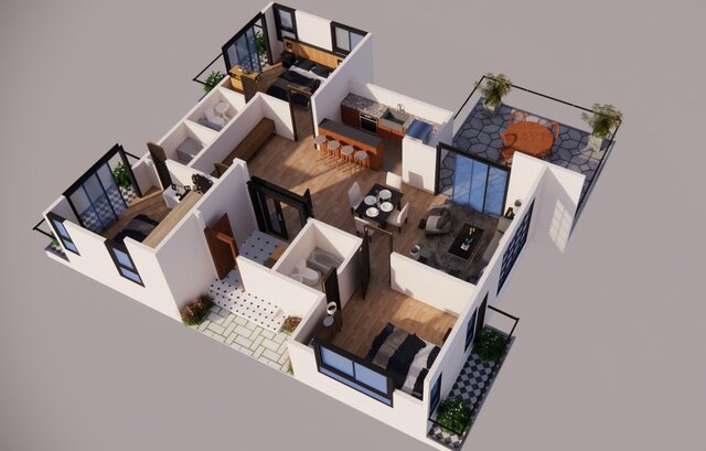 Modern 3D Floor Plan & Interior Design