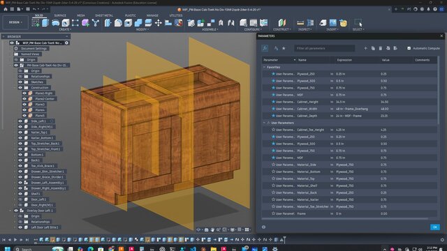 3D model of Fully Parametric Base Cabinet - Configurable Casework System