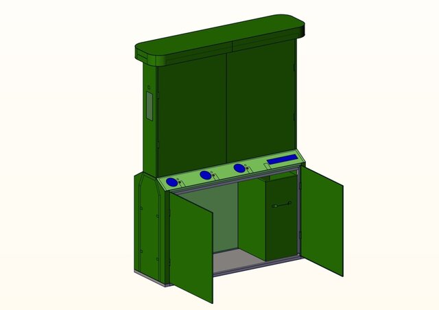 3D model of Sheet Metal & Weldment Work ( Smart Bottle Crusher )