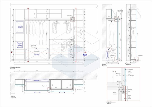 3D model of Suspended Sliding Door Wardrobe Technical Drawings